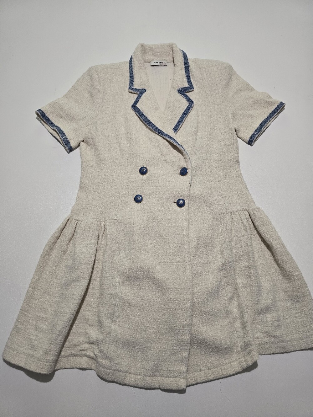 Sandro Seville Dress A-line Short Sleeves Collar Size M - Picture 2 of 16